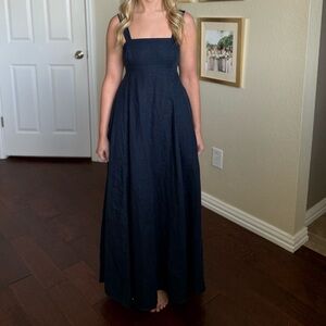 Abercrombie & Fitch 100% linen navy maxi dress size XSP